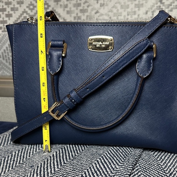 Michael Kors Satchel in Blue with Elegant Gold Tone Accents Crossbody Bag - Picture 3 of 14